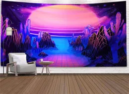 Tapestries India Fluorescent Mushroom Wall Hanging Tapestry Nature Art Starry Sky Galaxy Carpet Mandala Tapiz4368664