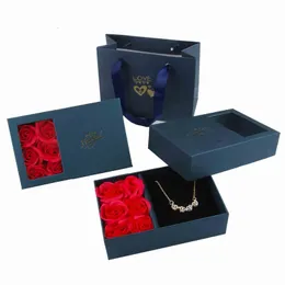 Jag älskar dig smycken Box Immortal Flower Pearl Treasure Box Rose Window Box Ring örhängen hänge halsbandslåda smycken arrangör 240309