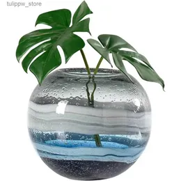 Вазы Andrea Glass Vase By Blue Vases for Decor Цветная стеклянная ваза для гостиной Прибрежный декор Синяя ваза Freight Free Home L240311