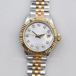 Kadınlar İzle 28mm Kadın İzler Mor Kadran NH05 Hareket Pembe Gül Jübile Bilezik Paslanmaz Çelik Datejust Office LA348A