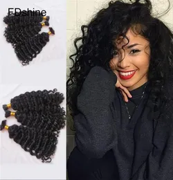 Onda profunda brasileira cabelo humano em massa para trança cor natural 4 pacotes de cabelo em massa sem trama fdshine5970038