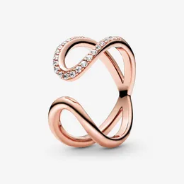 100% 925 prata esterlina enrolado aberto infinito anel para mulheres anéis de casamento moda jóias de noivado acessórios229i