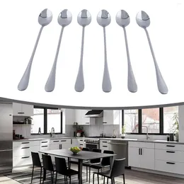 Kaffescoops 6st hushåll i rostfritt stål Ice Tea Milkshake Multi-Purpose Spoon Pointed Coffee Provising