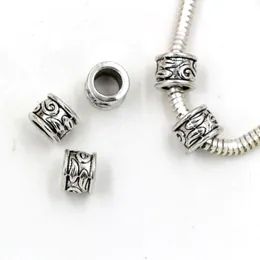 100pcs Antique Silver 5 5 mm Ovi Otwór z cynkiem z koraliki Tube Crakers do biżuterii Making Branslet Naszyjnik DIY Akcesoria 304p