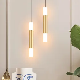 Lampade a sospensione Luci a LED moderne Cavo lungo Luce dorata contemporanea per isola cucina Soggiorno Decorazioni per la casa Hanglamp Woonkamer