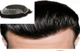 Швейцарское кружево с кожей Toupee Q6 Base Men Toupee Human Hair Remy 810 Inch1B Мужские шиньоны Различные системы замены цветов для M748635864