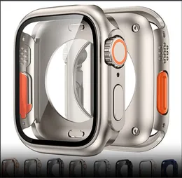2 Apple Watch Ultra 2 9 7 8 45mm 41mm 49mm 44mm 40mm 유리 화면 보호기 커버 케이스 범퍼 Iwatch 4 5 SE 6의 방수 케이스 1 개