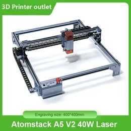 Printers Atomstack A5 V2 40W Laser Engraver High Speed Engraving Cutting Machine Fixed-Focus Ultra-thin With 400x400mm Area