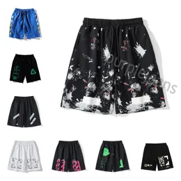 Mens Shorts Summer Running off Men Casual Jogging Sport Short Pants Wave Pattern Solid Color Drawstring Loose Dry Gym Sports white