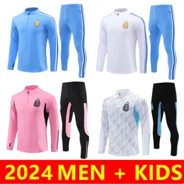 2024 Football Tracksuit Pre Match Strike Drill Maradona Enzo Messis 23/24/25 Argentina Soccer Training Trainting Długie rękawie Futbol Chandal Mężczyznę Dzieci Rozmiar