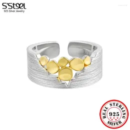 Cluster Rings S'Steel Authentic 925 Silver Personlig justerbar för kvinnors koreanska lyxmärke Par Trender 2024 Fashion Jewelry