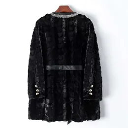 100 Hair True Grass 2024 Spring and Autumn New Lace Up Coken Mink Fur Coat for Women 223728