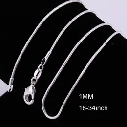 Whole 16-34 Inches 20PCS Snake Necklace Chains 1MM 925 Sterling Silver Findings DIY Jewelry 289s