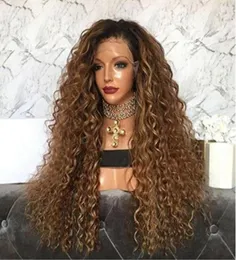 kinky curly Ombre Lace Wig 1B 30 Full Lace Wigs Human Hair 8a Brazilian Lace Brity Baby Hair for Black Women 778021119213