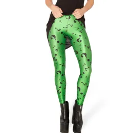 Leggings Special Design Women Galaxy Green Question Mark Printing Female Clothness Women Skinny Leggings GL168