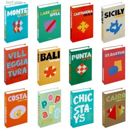 Objetos decorativos estatuetas simples livros falsos para decoração mesa de centro moderna decoração para casa caixa de livros caixa de armazenamento de controle remoto paris londres nova iorque t240309