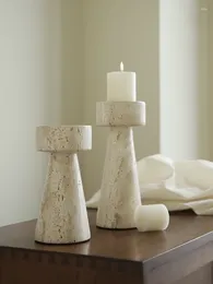 Candle Holders Minimalist Marble Holder For Wedding Party Dinning Vintage Travertine Stone Taper Candlestick Home Decor