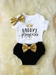 Daddy039S Princess حديثي الولادة Baby Girls Rompertulle Pants عقال 3pcs Clothers7260604