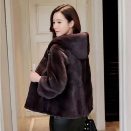 Mink Women's Catel Fat, Fur Short Style, Winter New Fashion Casual Hooded Jacket 692338