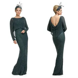 متواضع JoyceyoungCollections Jewel Long Sleeve Backess Backing of the Bride Dress مع سترة Tulle Mother Dress