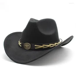 Berets Women's Men's Vintage Western Cowboy Hat Autumn Winter Outdoor Jazz Caps Panama Cowgirl Sombrero Vaquero Hombre