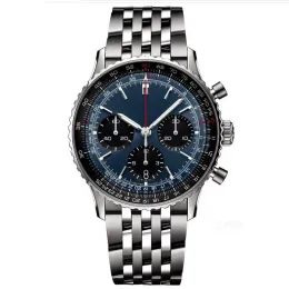 Mens Automatic BREIT 1884 Watch 50mm date Leather Strap Blue Black Sapphire Wristwatches Super Luminous Montre de Luxe Quartz Battery men Round Watches Three Eyes
