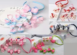 7pcsset sevimli çocuklar saç bandı saç bandı saç bandı scrunchies bebek kızlar güzel yay şapkası çocukları saç klips kafası 4386776