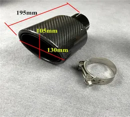 1 parça dışarı 105mm 130mm tam parlak siyah oval şekil egzoz susturucu kuyruk uçları evrensel araba karbon arka egzozlar için sistem boru185269