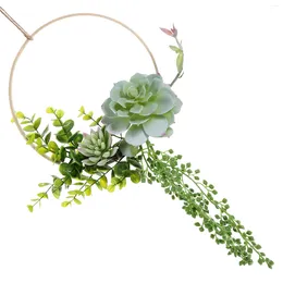 Decorative Flowers Artificial Green Plant Succulent Bamboo Ring Home Room Shopping Mall Wall Decoration Hanging Garland Wreath Plants Door