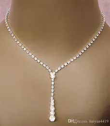 2022 BLING CRYSTAL BRIDAL SMYCKE SET Silverpläterad halsband diamantörhängen bröllop smyckesuppsättningar för brudbrudtärna kvinnor AC2842008