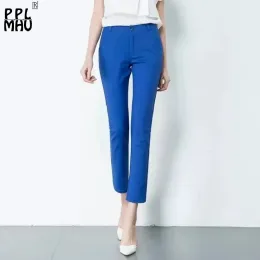 Capris Classic Pencil Pants 여성 92cm 기본 단색 하이 허리 Capris 4XL 대형 바지 봄 여름 작품 판탈론