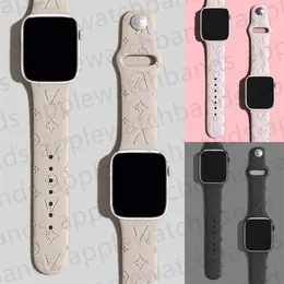 Cinturino per cinturino Apple Watch di design per iwatch ultra serie 9 8 3 4 5 6 7 Cinturini SE 38mm 42mm 44mm 49mm Cinturini intelligenti in rilievo in silicone liquido sportivo di lusso