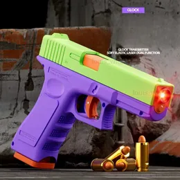 Arma brinquedos versão laser duplo-modo automático shell ejeção g17 pistola rabanete arma de brinquedo bala macia cs armas de tiro para crianças t240309