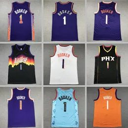 Jerseys de basquete Devin Booker roxo preto branco 2024 City Homens Mulheres jovens S-xxl Sport Jersey