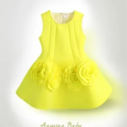 Платья для девочек, праздничное детское платье с желтыми цветами, детская одежда, наряды для девочек, костюмы Sukienka