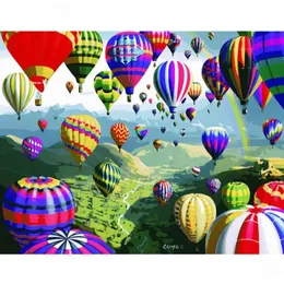 Pinturas imagens sem moldura pintura diy by números colorf balão paisagem de óleo pintado à mão acrílico na tela para decoração de casa330637 dhz96