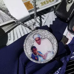 Custom Hiphop Memory Photo Pendant S925 Iced Out Both Sides Moissanite Photo Pendant for Birthday Gift