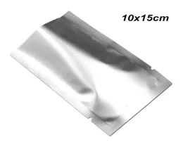 100pcs 10x15 cm Matte Silver Open Top Mylar Foil Bags com entalhes Pacotes de amostra de vedação térmica a vácuo Folha de alumínio Mylar Food Storag8403064