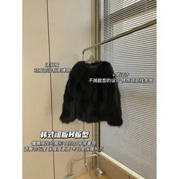 Finnish Young Black Fox Belly Fur Coat For Women With V-Neck Short, Slim Figure 568774