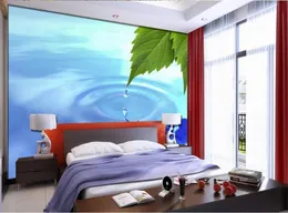Papéis de parede de natureza 3d gota de água folha verde fundo de TV papel de parede de mesa 9223665