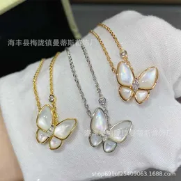 Designer Necklace VanCF Necklace Luxury Diamond Agate 18k Gold Natural White Fritillaria Butterfly Stone Bone Chain Fashion Sterling Necklace