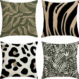 Kuddfodral Dekorativt fall 40x40cm Zebra Leopard Print Abstract Case Cushion Cover Lämplig för heminredning T240309