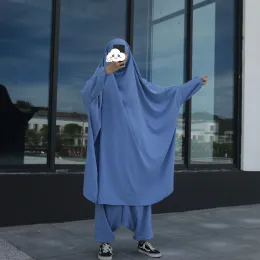 Sets Eid Mubarak 2 Piece Sets Dubai Abaya Muslim Prayer Garment Turkey Jilbab For Women Robe Musulman De Mode Vetement Djellaba Femme