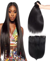 Straight Human Hair Bundles With 44 Lace Closure Cheap Human Hair Extensions 3 Bundles Wet And Wavy With Closure Brazilian Hair8744724
