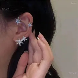 Backs Earrings Snowflake Eardrop Metal Fashion Women's Jewelry Gifts Ear Cuff Rhinestone Trendy Party Wedding Clip