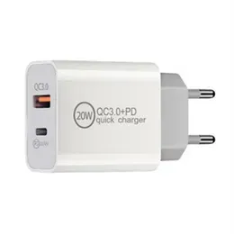 Conjunto 2 em 1 20W PD Tipo C Kit de carregador USB Cabo USB C Carregamento rápido Adaptador de tomada UE EUA Carregadores rápidos para i Phone 15 14 13 12 11 Pro Max ZZ