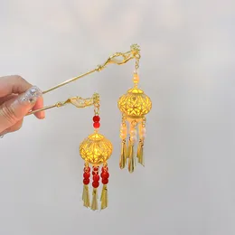 Hårklipp LED -lätta pinnar gafflar Ancient Chinese Lantern Pendant Jewelry for Women Ponytail Holder Hairpins Accessories