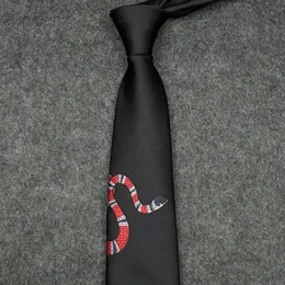 Cravatte Designer Ricamo personalizzato abito serpente corallo nero business professionale tempo libero animale studente moda cravatta da uomo W84S
