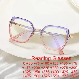 Sunglasses Dopamine Color Large Frame Reading Glasses Women TR90 Metal Gradient Eyeglasses Anti Blue Light Fashion Frames 1 2