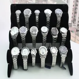 1 pz nero a 3 livelli di velluto braccialetto orologio espositore per gioielli supporto rack287V